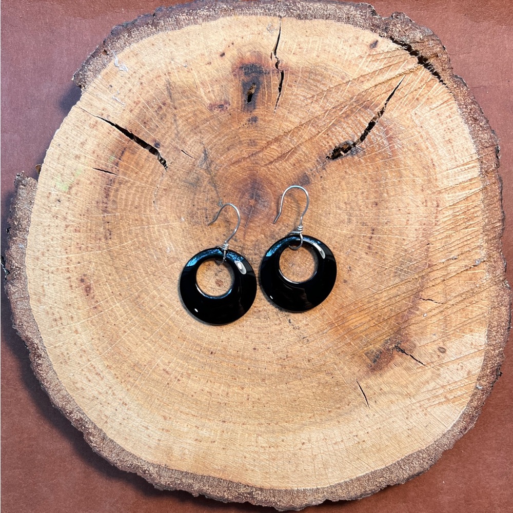 Onyx and sterling earrings